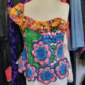Vibrant Afropunk Styled Cotton One Shoulder Top